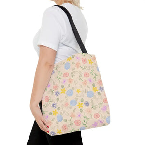 Yellow Floral Pattern Tote Bag - Cheerful Style Essential - Dipaliz - Medium - Bags