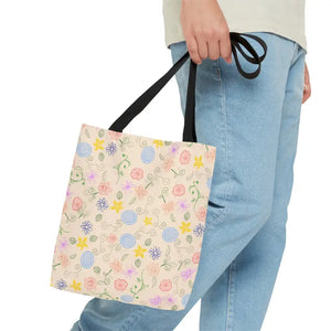 Yellow Floral Pattern Tote Bag - Cheerful Style Essential - Dipaliz - Small - Bags