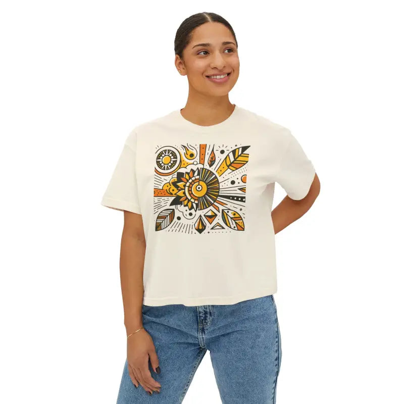 Sunshine Tee: Women’s Oversized Boxy Shirt with Flowy Cuffs - T-shirt