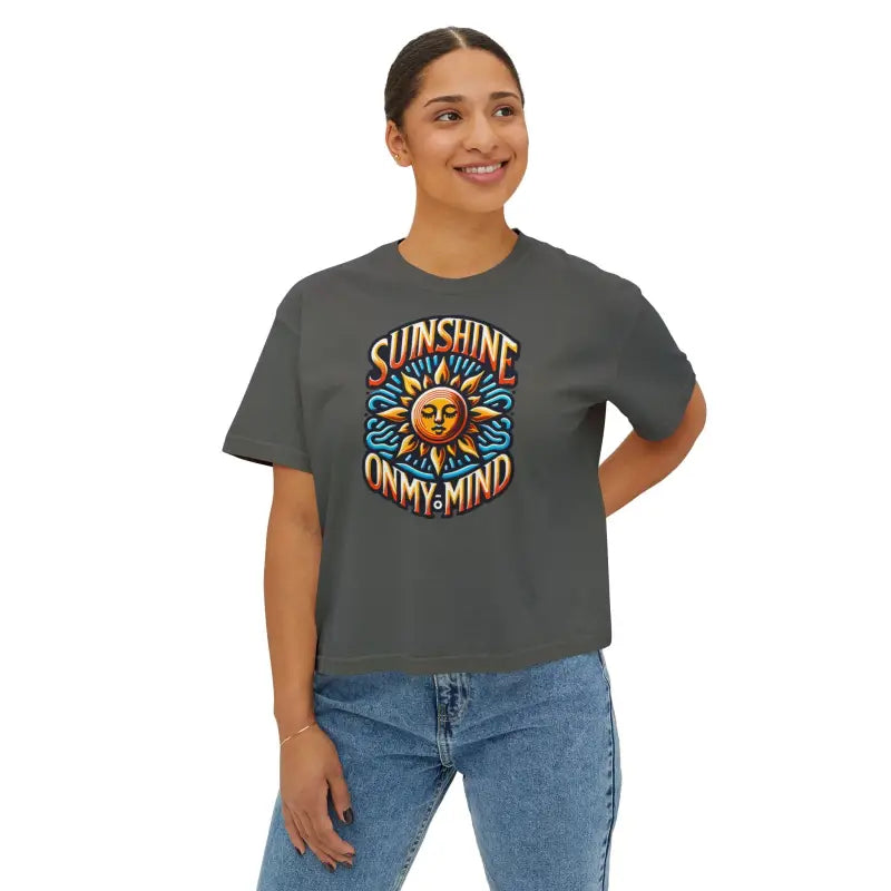 Sunshine on my Mind Oversized Tee with Flowy Rolled Cuffs - T-shirt