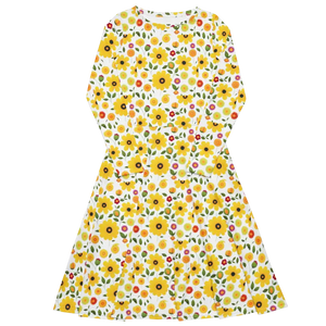 Long Sleeve Midi Dress Sunshine Yellow Fiesta Style - Dipaliz - Dresses