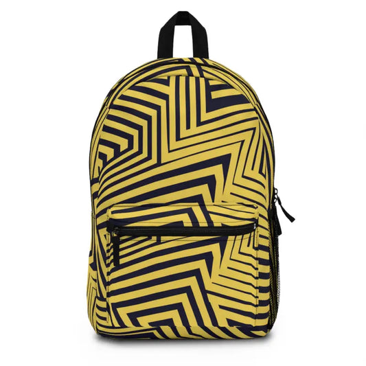 Super Spacious Bold Yellow Backpack with Abstract Lines - one Size Bags