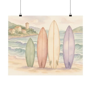 Surfing Dreams Satin Ocean Wall Art Vibrant Coastal Poster - Dipaliz - Posters