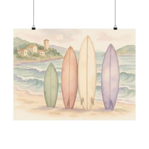Surfing Dreams Satin Ocean Wall Art Vibrant Coastal Poster - Dipaliz - Posters