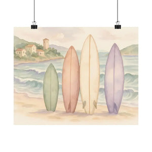 Surfing Dreams Satin Ocean Wall Art Vibrant Coastal Poster - Dipaliz - Posters