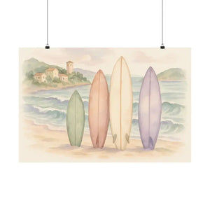 Surfing Dreams Satin Ocean Wall Art Vibrant Coastal Poster - Dipaliz - Posters