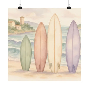 Surfing Dreams Satin Ocean Wall Art Vibrant Coastal Poster - Dipaliz - Posters