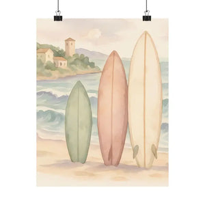 Surfing Dreams Satin Ocean Wall Art Vibrant Coastal Poster - Dipaliz - Posters