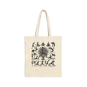 Cotton Canvas Tote Bag - Surya Namaskar Yoga Essential - Dipaliz - Natural / 15’’ x 16’’ - Bags