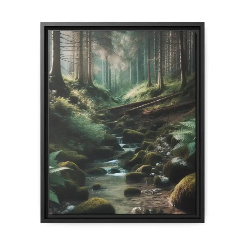 Sustainable Creek Woods Matte Canvas for Nature Lovers - 16″ x 20″ (vertical) / Black / 1.25’’