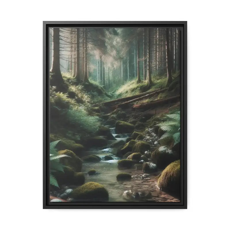 Sustainable Creek Woods Matte Canvas for Nature Lovers - 18″ x 24″ (vertical) / Black / 1.25’’