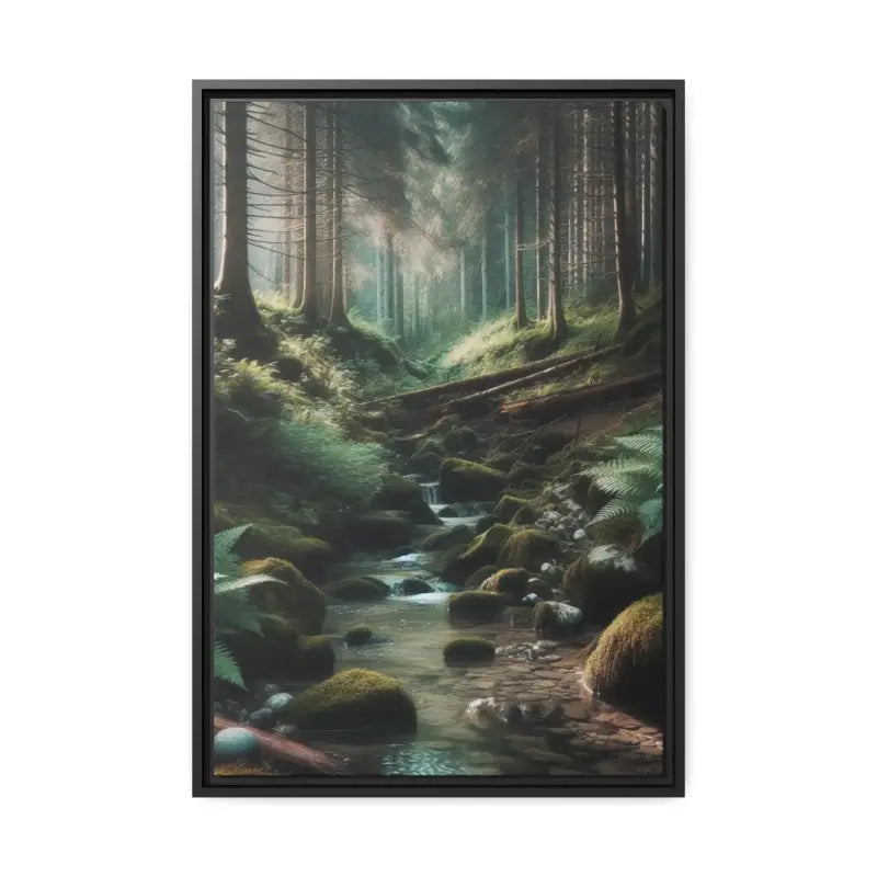 Sustainable Creek Woods Matte Canvas for Nature Lovers - 20″ x 30″ (vertical) / Black / 1.25’’