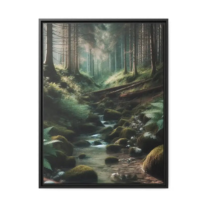 Sustainable Creek Woods Matte Canvas for Nature Lovers - 24’’ x 32’’ (vertical) / Black / 1.25’’