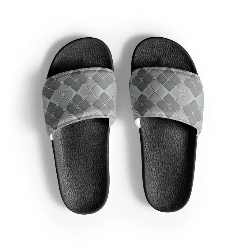 Stride in Style: Cool Grey Pattern Men’s Slides by Dipaliz - Black / 6.5 Shoes