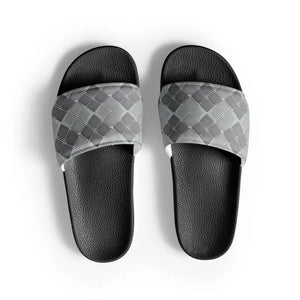 Men’s Slides Grey Pattern Upper Strap Summer Style by Dipaliz - Black / 6.5 - Sandals