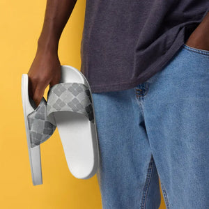 Men’s Slides Grey Pattern Upper Strap Summer Style by Dipaliz - Sandals