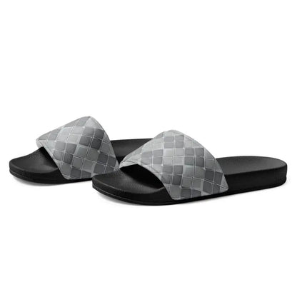 Stride in Style: Cool Grey Pattern Men’s Slides by Dipaliz - Shoes