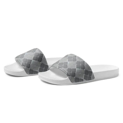 Stride in Style: Cool Grey Pattern Men’s Slides by Dipaliz - Shoes