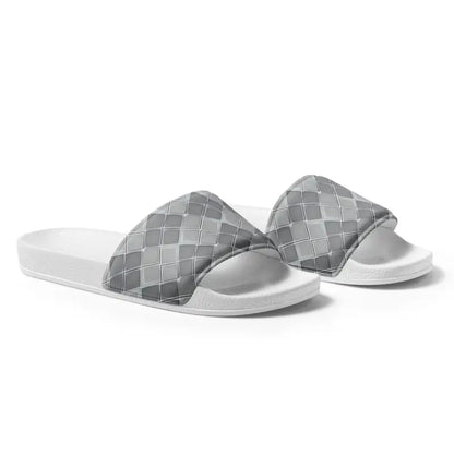 Stride in Style: Cool Grey Pattern Men’s Slides by Dipaliz - Shoes