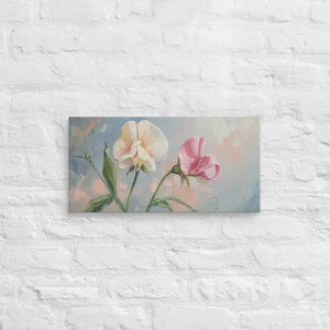 Sweet Pea Flower Canvas Painting Vibrant Wall Art Dipaliz - 10″×20″ - Paintings