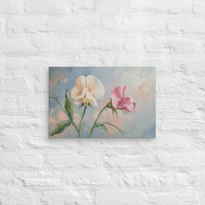 Sweet Pea Flower Canvas Painting Vibrant Wall Art Dipaliz - 12″×18″ - Paintings