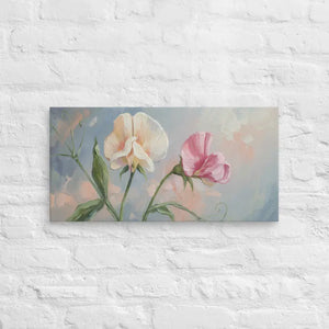 Sweet Pea Flower Canvas Painting Vibrant Wall Art Dipaliz - 12″×24″ - Paintings