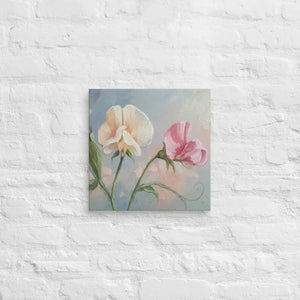 Sweet Pea Flower Canvas Painting Vibrant Wall Art Dipaliz - 14″×14″ - Paintings