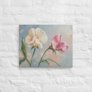 Sweet Pea Flower Canvas Painting Vibrant Wall Art Dipaliz - 16″×20″ - Paintings
