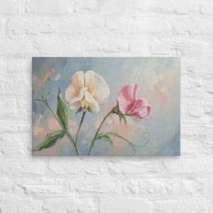 Sweet Pea Flower Canvas Painting Vibrant Wall Art Dipaliz - 16″×24″ - Paintings