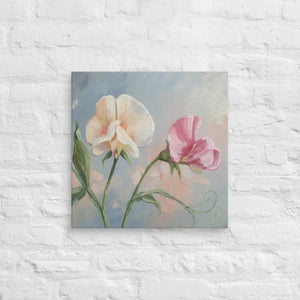 Sweet Pea Flower Canvas Painting Vibrant Wall Art Dipaliz - 18″×18″ - Paintings