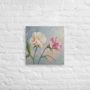 Sweet Pea Flower Canvas Painting Vibrant Wall Art Dipaliz - 20″×20″ - Paintings