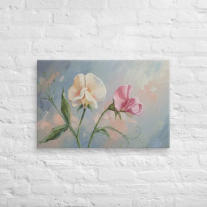 Sweet Pea Flower Canvas Painting Vibrant Wall Art Dipaliz - 20″×30″ - Paintings