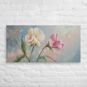 Sweet Pea Flower Canvas Painting Vibrant Wall Art Dipaliz - 20″×40″ - Paintings