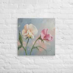 Sweet Pea Flower Canvas Painting Vibrant Wall Art Dipaliz - 24″×24″ - Paintings