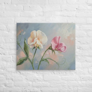 Sweet Pea Flower Canvas Painting Vibrant Wall Art Dipaliz - 24″×30″ - Paintings