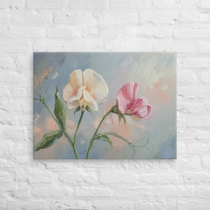 Sweet Pea Flower Canvas Painting Vibrant Wall Art Dipaliz - 24″×32″ - Paintings