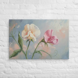 Sweet Pea Flower Canvas Painting Vibrant Wall Art Dipaliz - 24″×36″ - Paintings