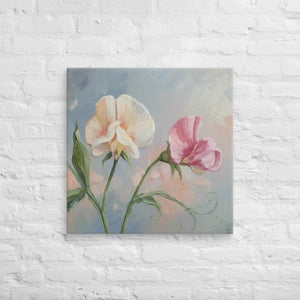 Sweet Pea Flower Canvas Painting Vibrant Wall Art Dipaliz - 26″×26″ - Paintings