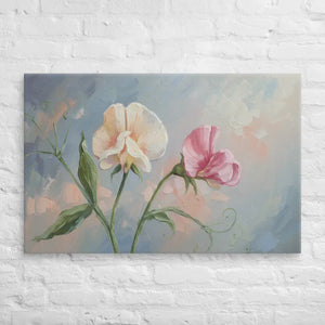 Sweet Pea Flower Canvas Painting Vibrant Wall Art Dipaliz - 26″×40″ - Paintings