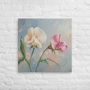 Sweet Pea Flower Canvas Painting Vibrant Wall Art Dipaliz - 28″×28″ - Paintings