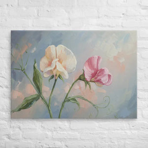 Sweet Pea Flower Canvas Painting Vibrant Wall Art Dipaliz - 28″×40″ - Paintings