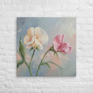 Sweet Pea Flower Canvas Painting Vibrant Wall Art Dipaliz - 30″×30″ - Paintings