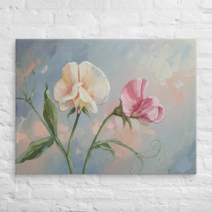 Sweet Pea Flower Canvas Painting Vibrant Wall Art Dipaliz - 30″×40″ - Paintings