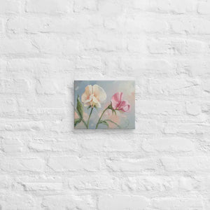 Sweet Pea Flower Canvas Painting Vibrant Wall Art Dipaliz - 8″×10″ - Paintings