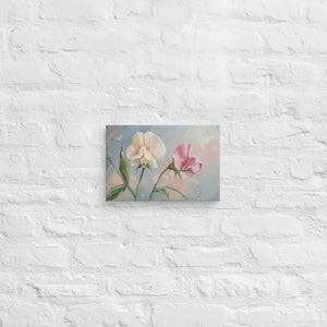Sweet Pea Flower Canvas Painting Vibrant Wall Art Dipaliz - 8″×12″ - Paintings