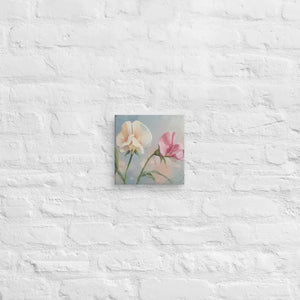 Sweet Pea Flower Canvas Painting Vibrant Wall Art Dipaliz - 8″×8″ - Paintings
