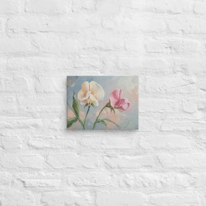Sweet Pea Flower Canvas Painting Vibrant Wall Art Dipaliz - 9″×12″ - Paintings