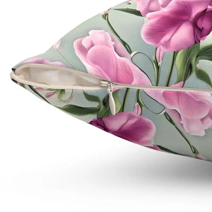 Sweet Pea Polyester Square Pillow - Cozy Home Decor - Dipaliz - Throw Pillows