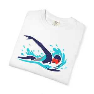 Swimmer Wave Graphic T-shirt, Retro Swim Team Tee - T-shirts - m