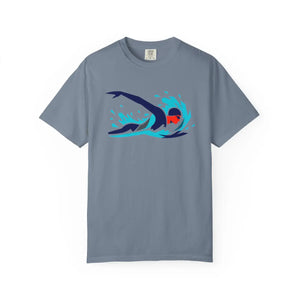 Swimmer Wave Graphic T-shirt, Retro Swim Team Tee - T-shirts - m